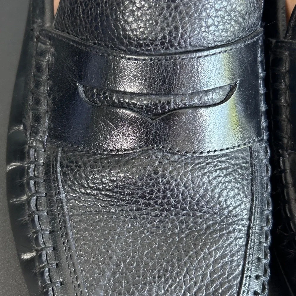 Florsheim Mens Black Pebbled Leather Penny Loafers 12120-001 Size 10.5 D